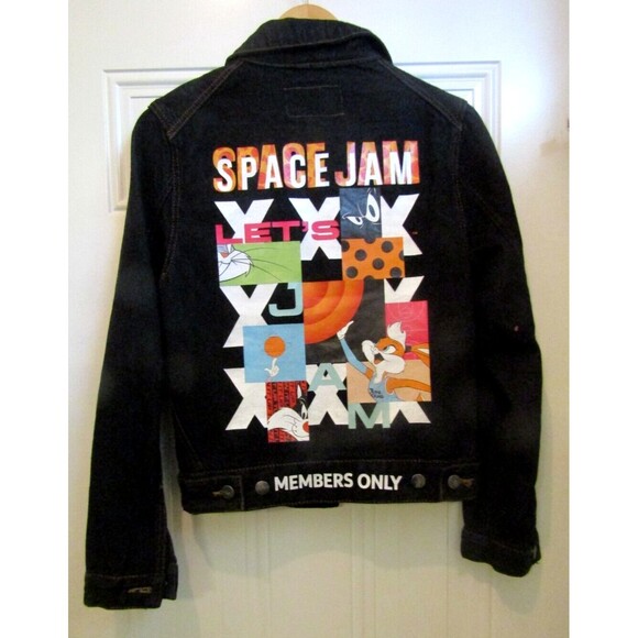 Members Only Jean Jacket Space Jam New Legacy Looney Tunes Denim Black Size M - Picture 2 of 8